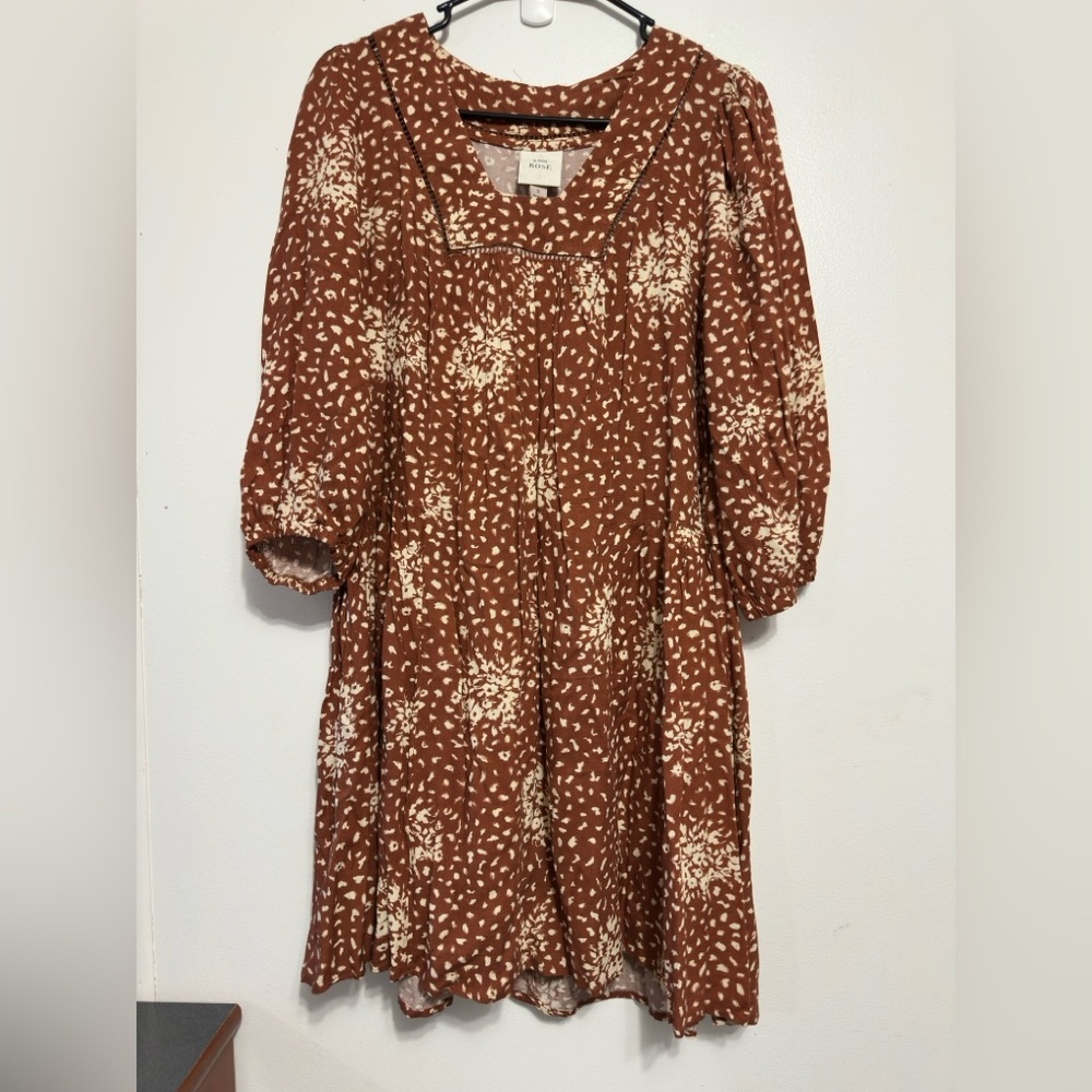 Knox Rose Brown and Cream Long Sleeve Dress